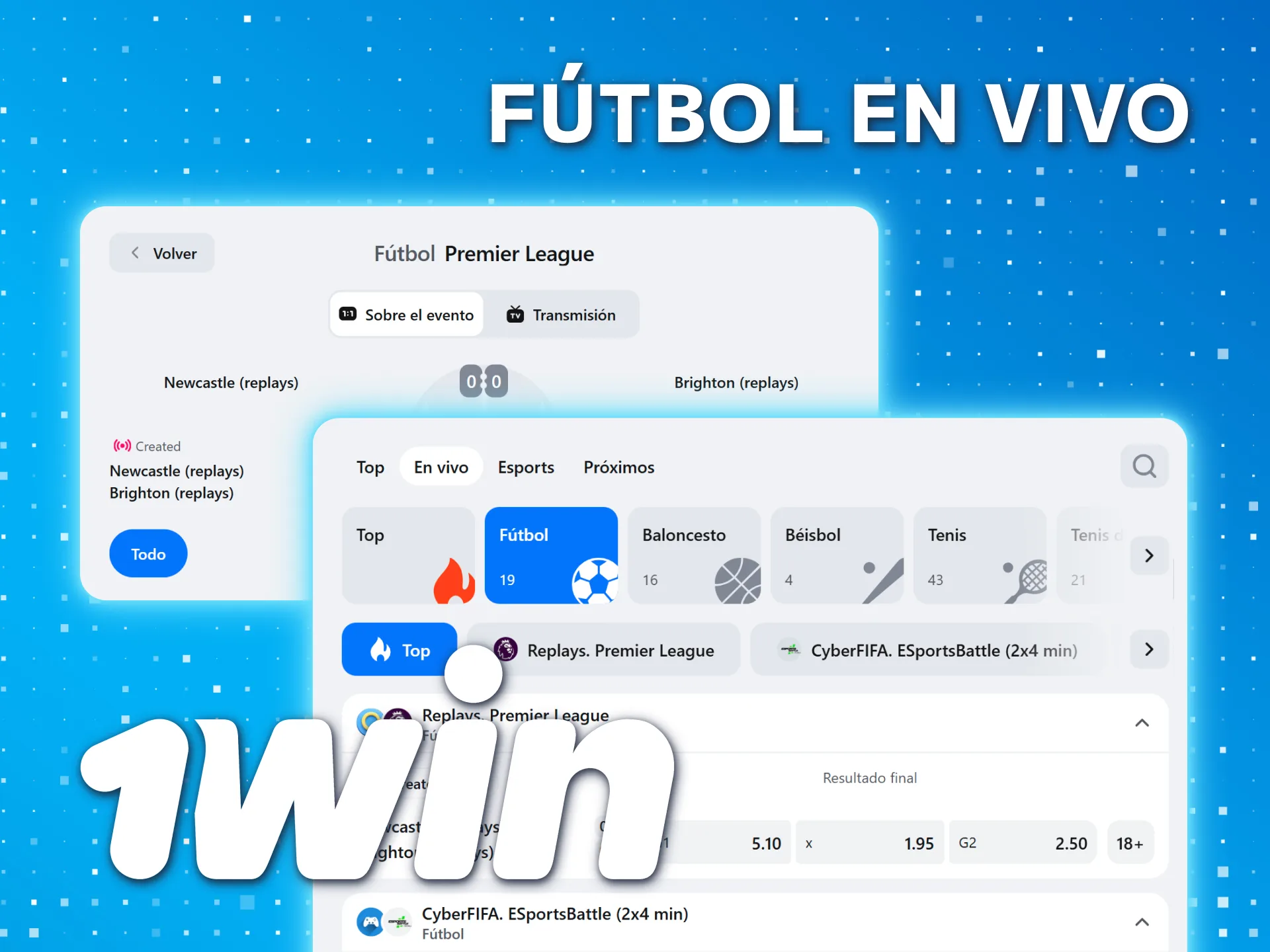 Encuentra partidos de fútbol en vivo para apostar en 1win.