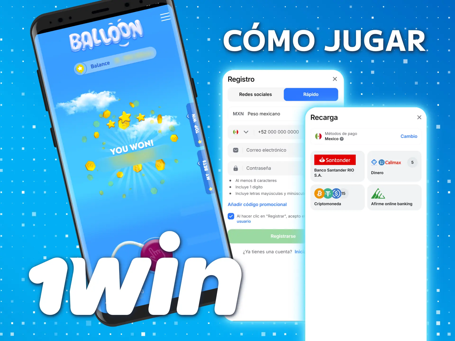 Juega a Balloon en 1win México siguiendo unos sencillos pasos.