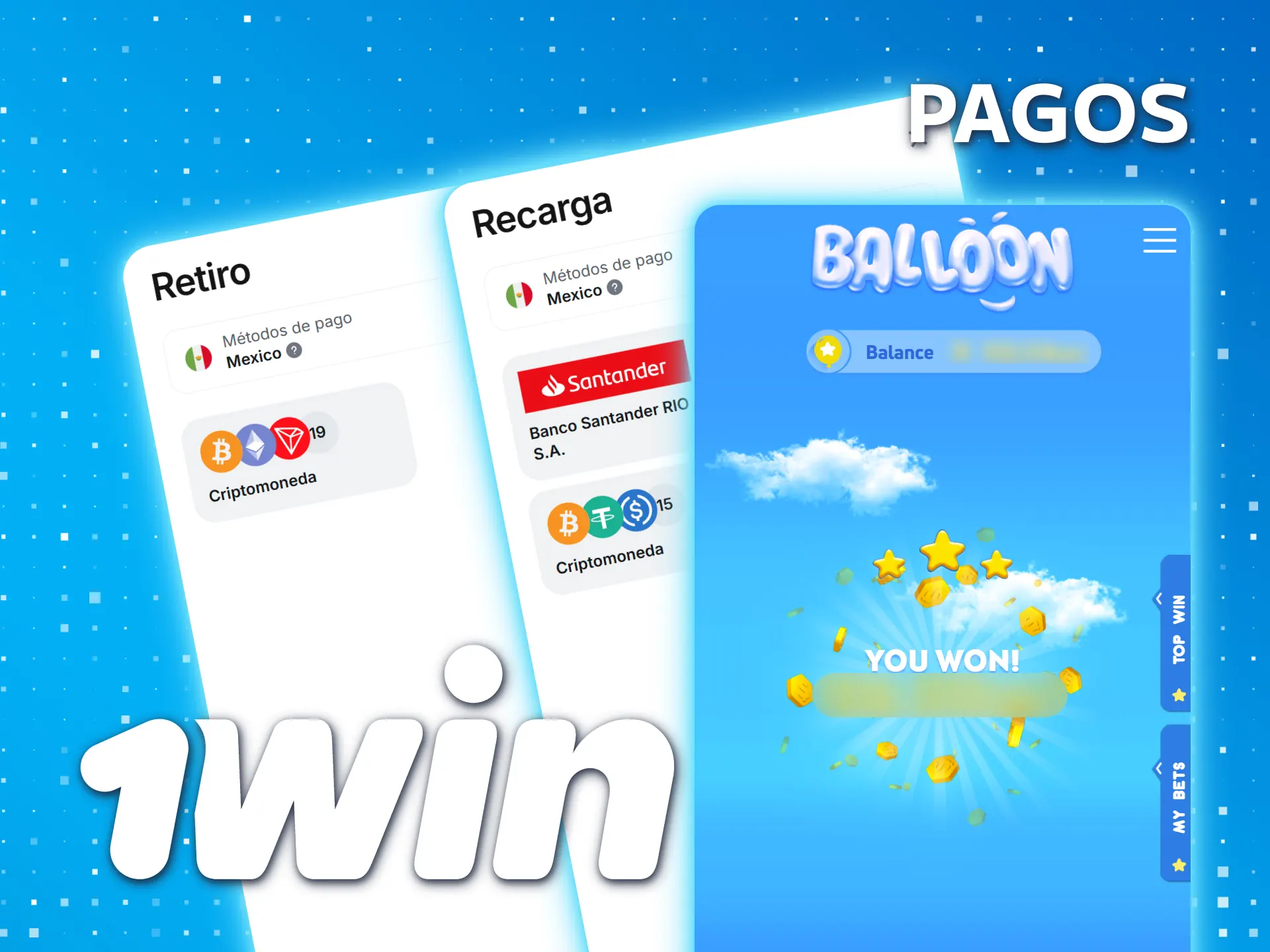 Realice pagos seguros en 1win México para jugar a Balloon.