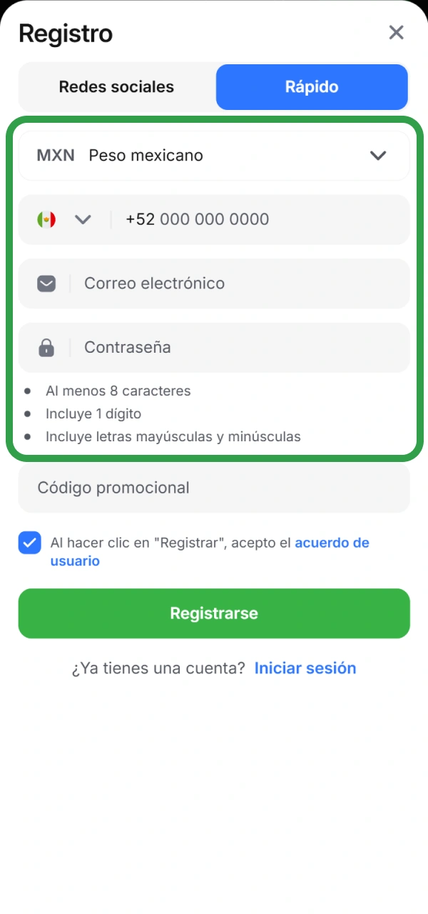 Ingresando los detalles de registro antes de obtener un bono 1win.