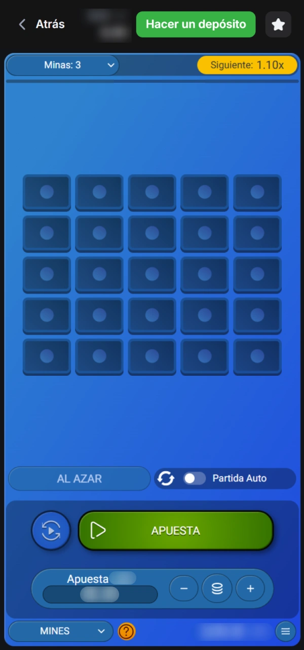 Revise la pantalla de inicio de 1win México Mines.