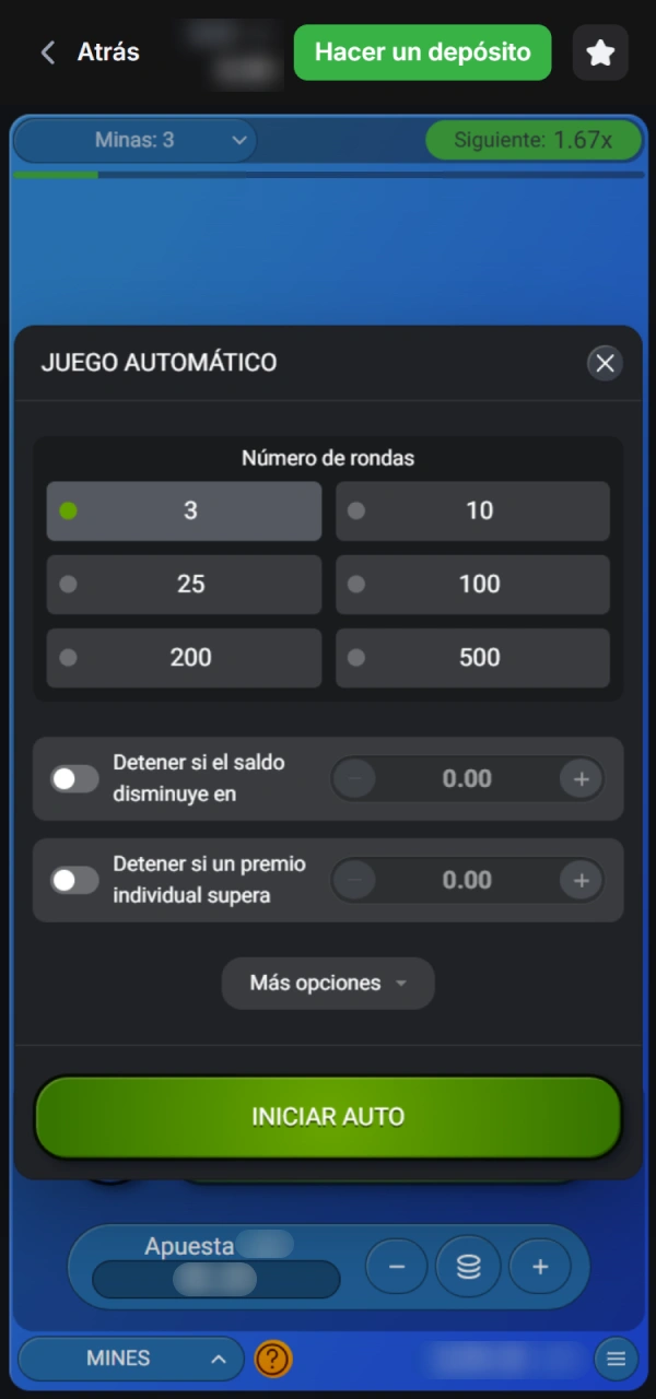 Explora el modo automático para jugar a 1win Mexico Mines.