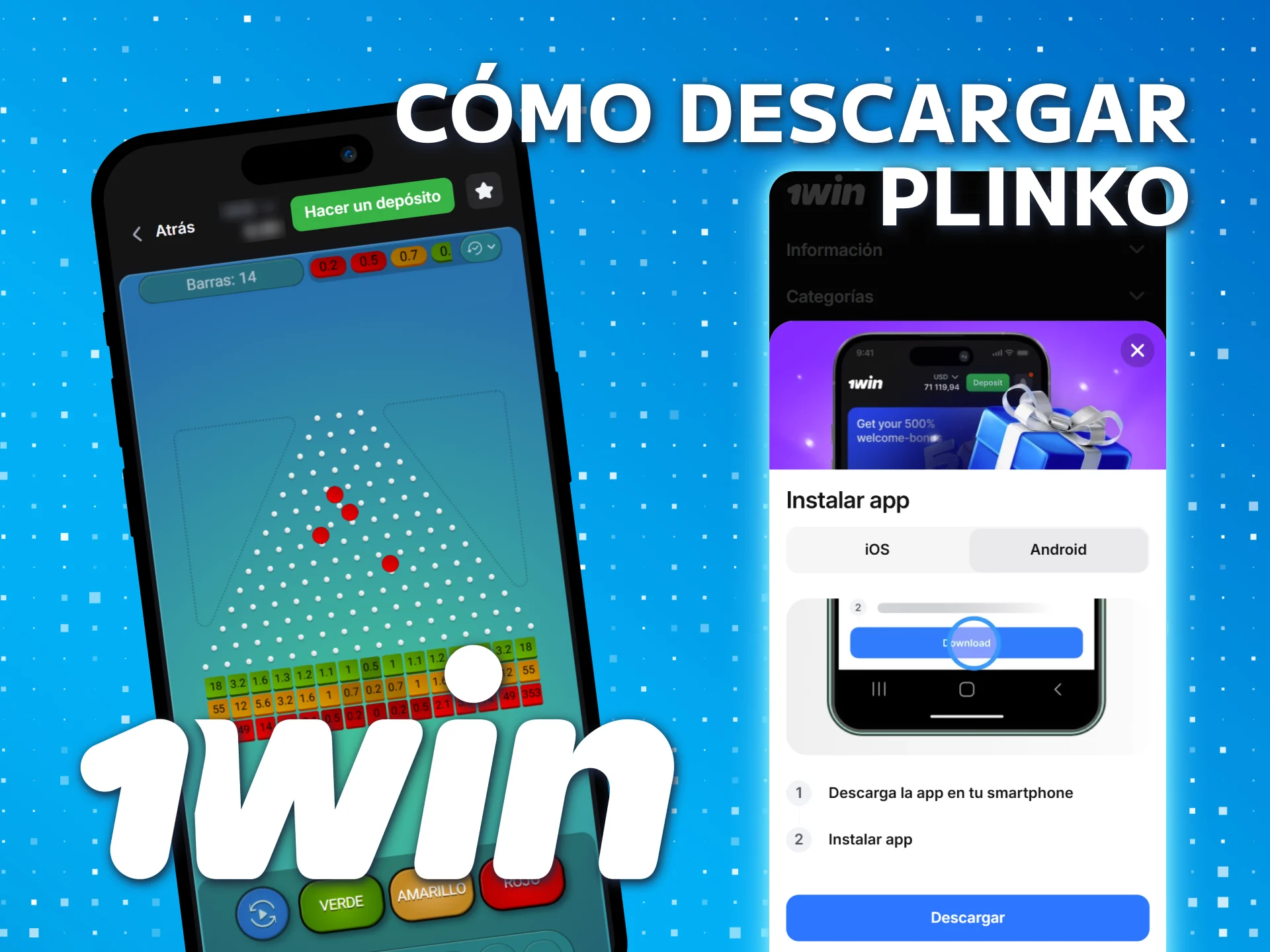 Instala la aplicación móvil 1win México para disfrutar de Plinko.