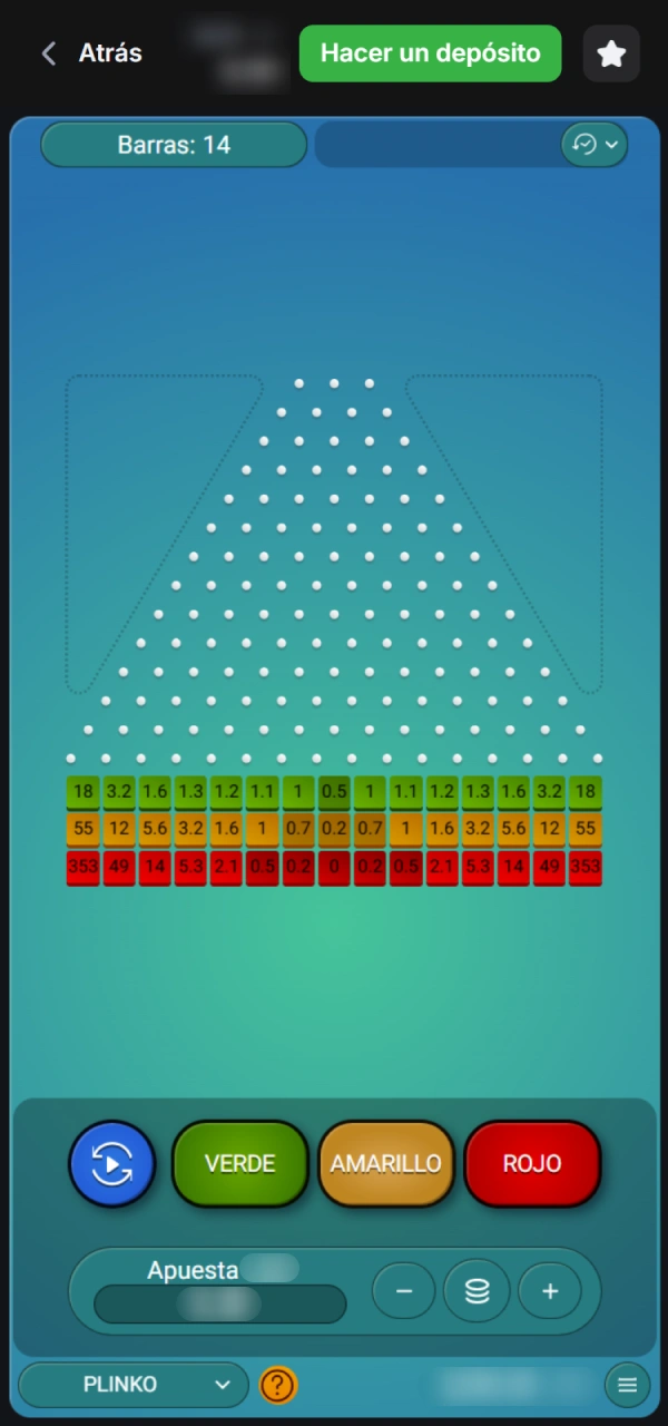 Abra Plinko oficial en 1win México para comenzar a jugar.
